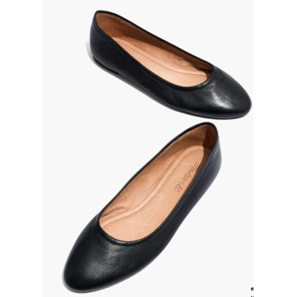 Madewell The Reid Ballet Flat in Leather Womens Black Size 7 - Picture 1 of 12